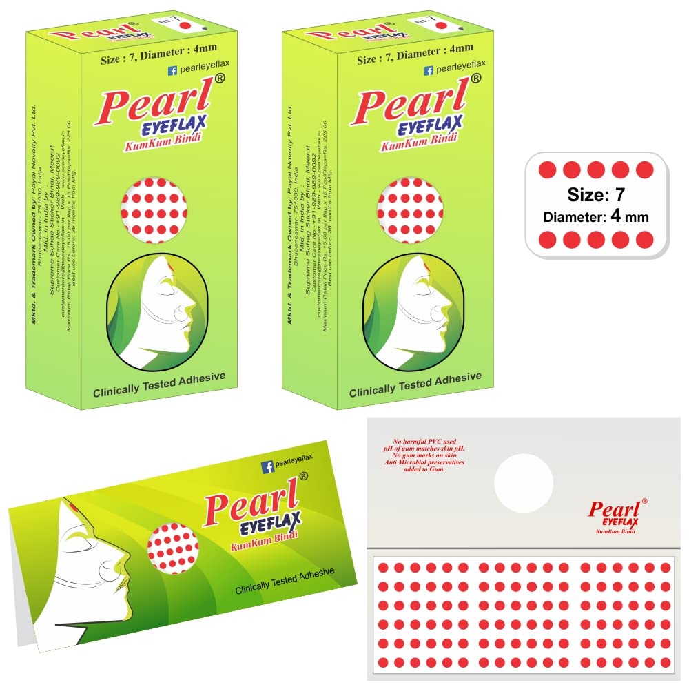 Velvet Kumkum Bindi with 15 Flaps Each Box - Self Adhesive, Reusable for Women Ladies Girls Pack 2 (Red Round, Size 7, Diameter 4mm)-image-6