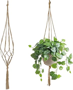 Macrame Plant Hangers, Hanging Planters Baskets Jute Rope Handmade Wall Hanging Plant Holders for Indoor Outdoor Garden Home Decor F4-MSDL