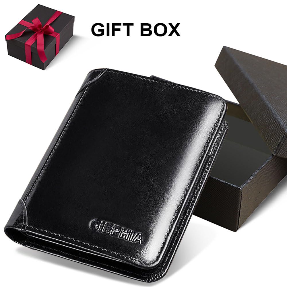 Ciephia RFID Blocking Trifold Genuine Leather Wallet Vintage Thin