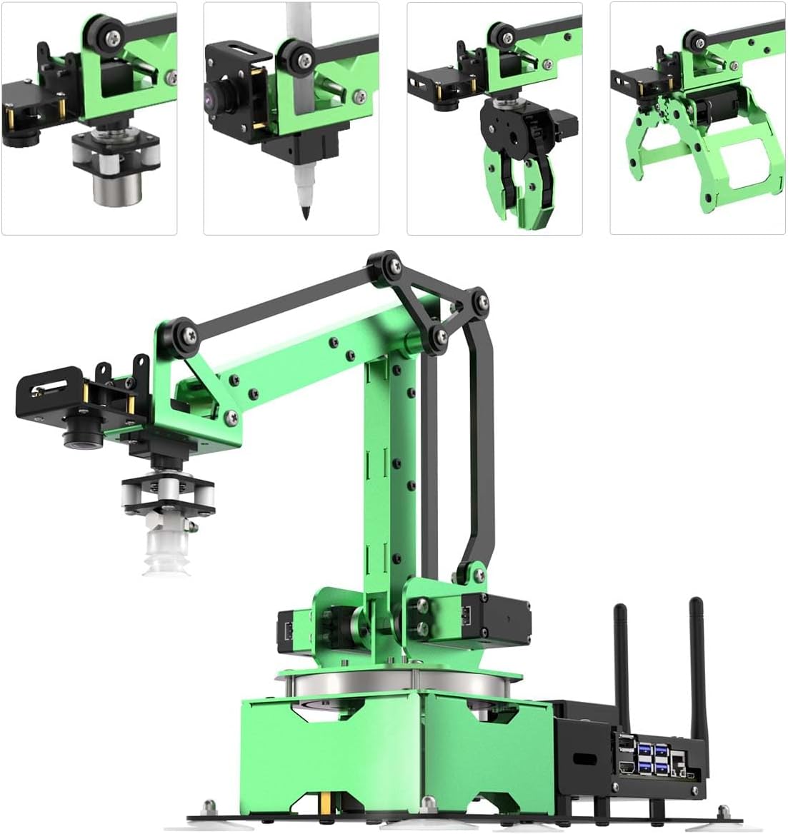 LewanSoul JetMax Robotic Arm for Jetson Nano AI Vision ROS Open Source Programmable Robot Arm Kit with 4 Kinds Gripper Camera Sensor Modules Wireless Controller, App/PC Coding Study DIY Robotic