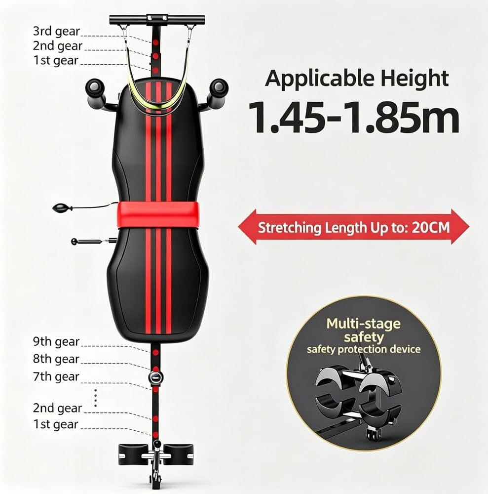 Neck Stretcher, Cervical Traction Back Stretch Bench, Adjustable Back Stretch Machine, for Lumbar and Spine Traction Stretching and Body Relaxation