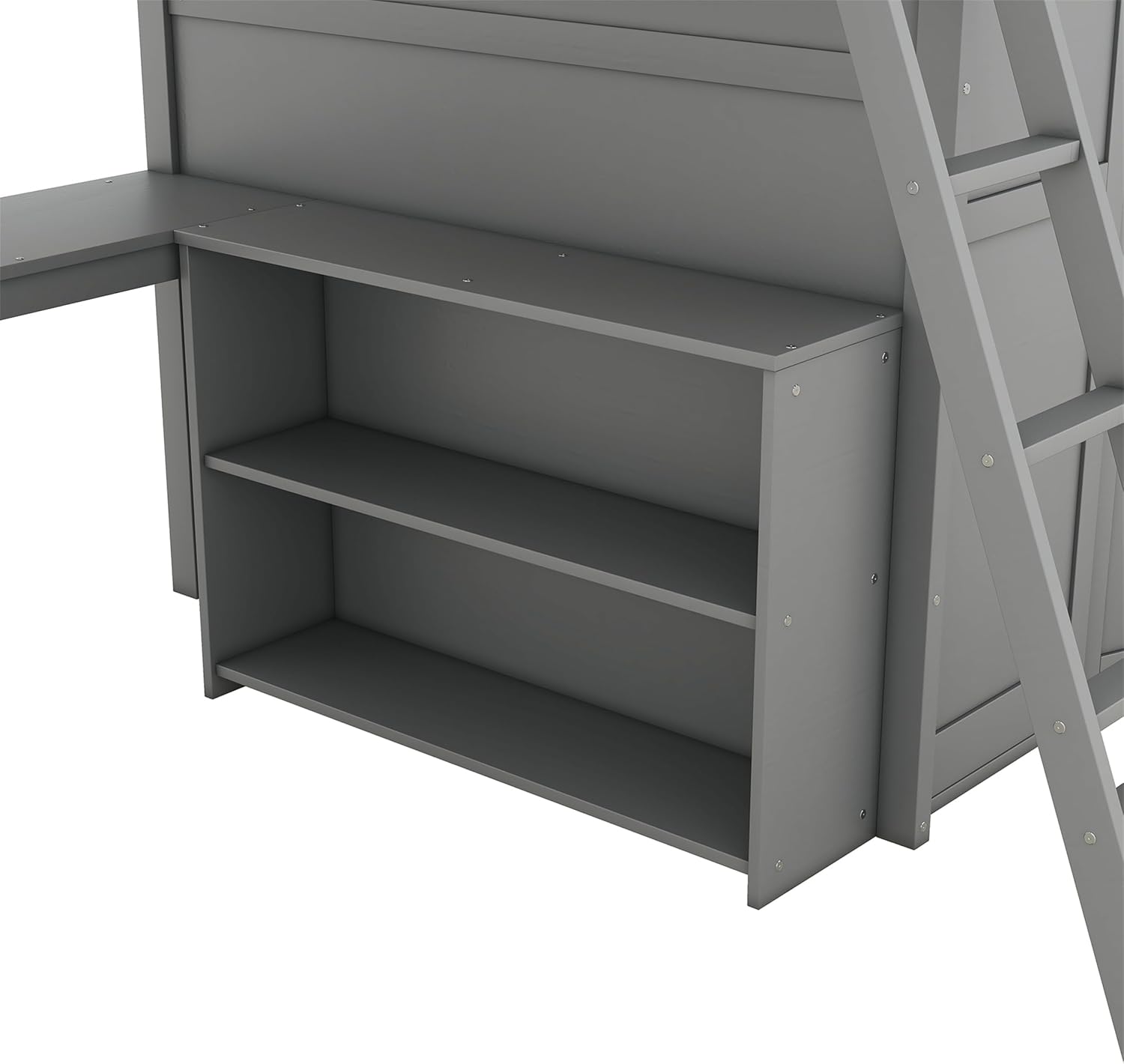 SENZZ Full Size Loft Bed with Desk, Wooden Loft Beds with Storage Shelves and Wardrobe, Full Bedframe for Adult, Boys, Girls, (Gray, Full)