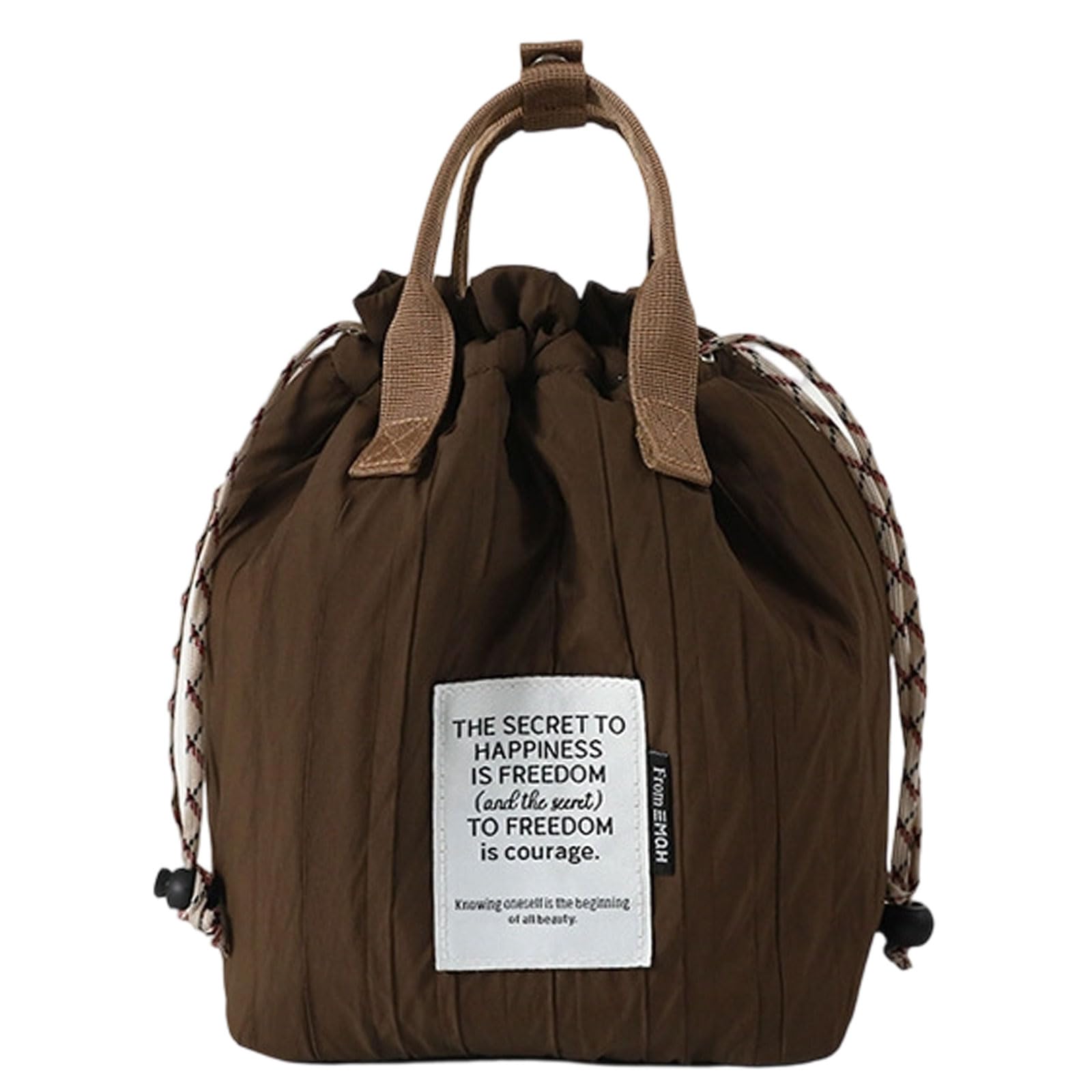 Pangboer Dark Brown Insulated Lunch Bag Polyester Drawstring Tote Top Handles Meal Organizer For Work Meals School Routines Daily Use Top Handle Lunch Bag