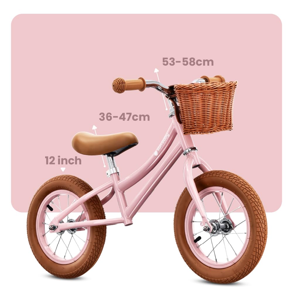 sun baby Rowerek biegowy dla dzieci Classic, 2 lata, max. 30 kg - Rower dziecięcy, rama stalowa, kolorowe koła pompowane, regulowane siodełko