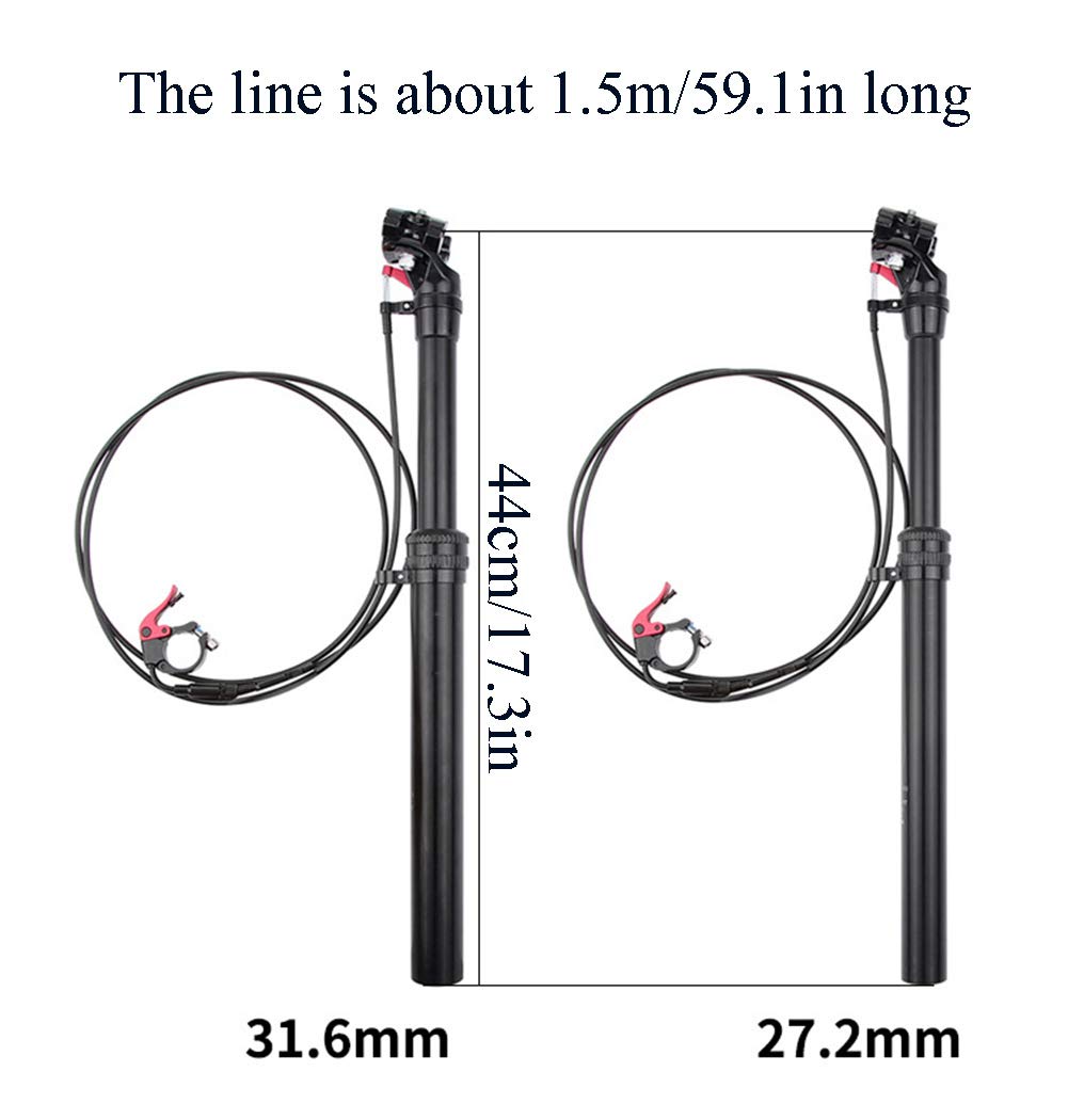 Tige de Selle télescopique pour VTT, en Alliage d'aluminium, réglable par Commande hydraulique à Distance, diamètre du Tube : 27,2 mm / 31,6 mm, 31,6 mm