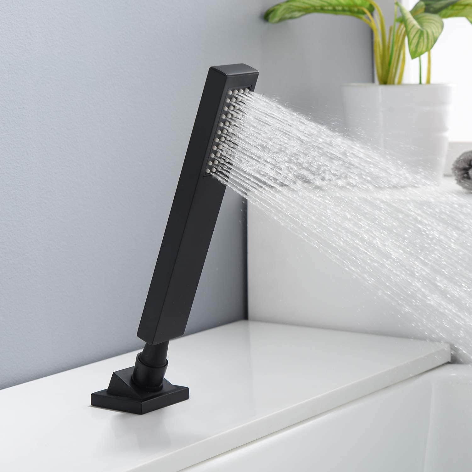 40% Off Discount Waterfall Roman Tub Faucet Matte Black Deck Mount Bath Tub Filler with Hand Shower,High Flow,SUMERAIN