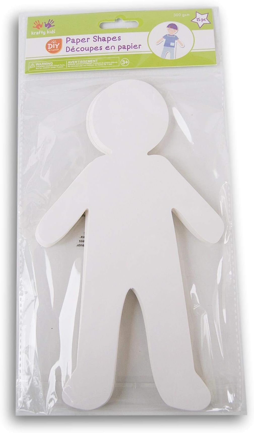 Paper People (Boy) Cutouts - White Shapes for Crafts - 15 Count
