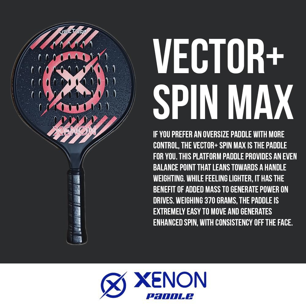 Vector Spin Max Platform Tennis Paddle - Oversize Head With 4.25" Grip