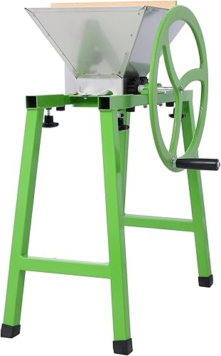 Miniatura 5 de Molinillo de exprimidor manual con soporte 7L, trituradora de frutas portátil con rueda Rascador de frutas de acero inoxidable Pulper para prensado