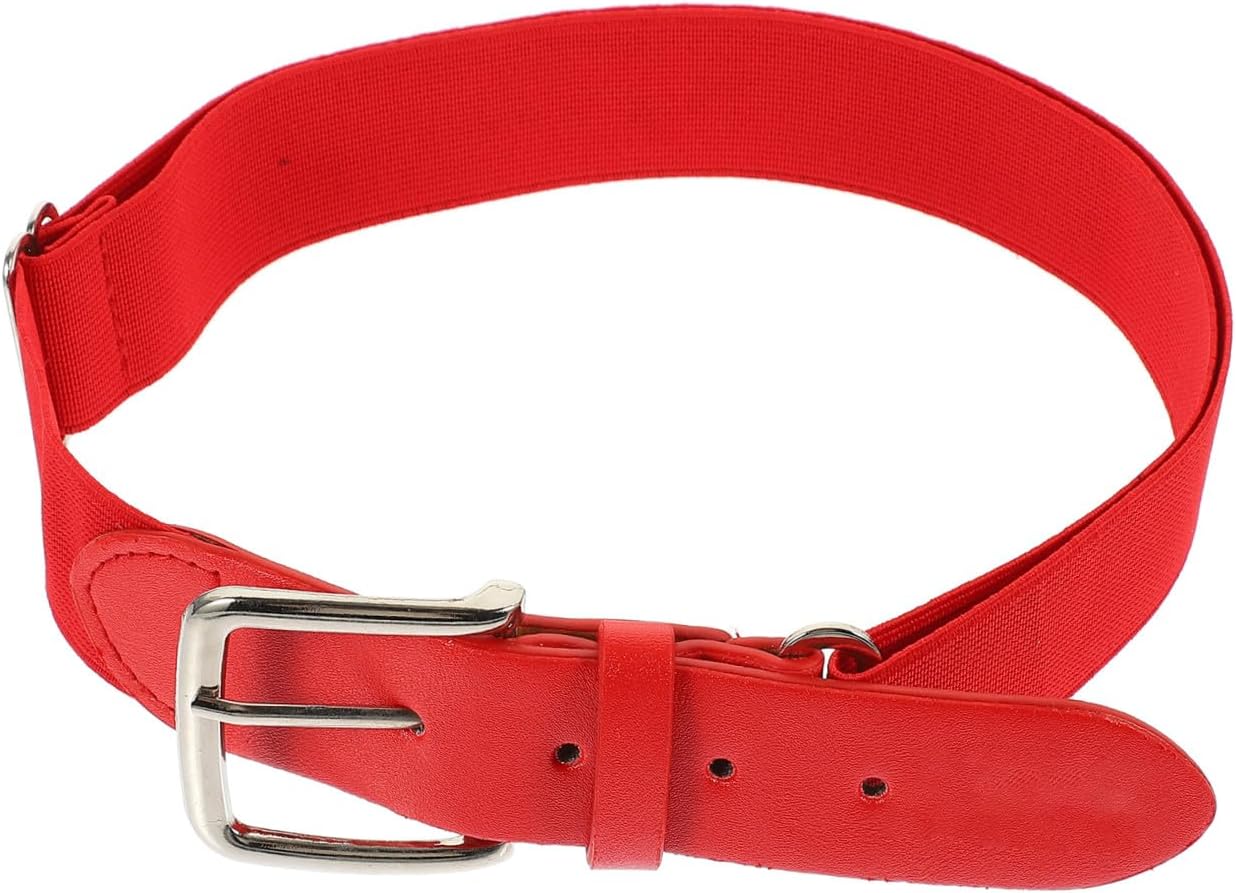 Ciieeo Elastic Baseball Belt Softball Sports Belt Adjustable Stretch Faux Leather Red for Men Women Youth Outdoor Activities
