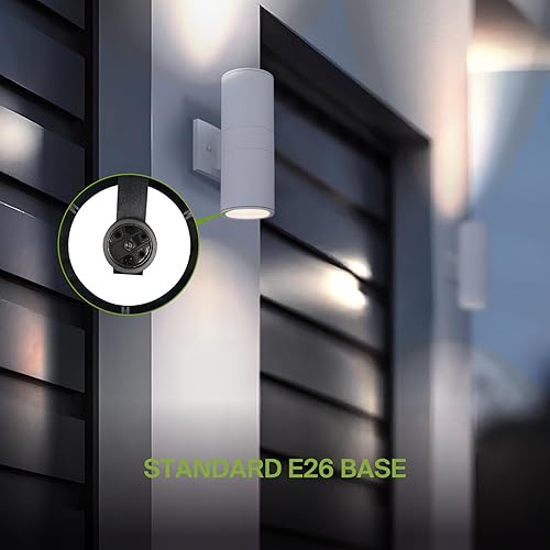 Miniatura 4 de ASD Lámpara redonda de montaje en pared cilíndrica  Enchufe de bombilla E26 de 8 pulgadas, 60 W, 120 V, impermeable, antioxidante, con certificación