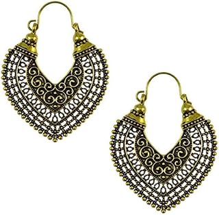 Yellow Chimes Vintage Indian Fashion Oxidized Gold Plated Metal Chandbali Earring for Women and Girls Price In India