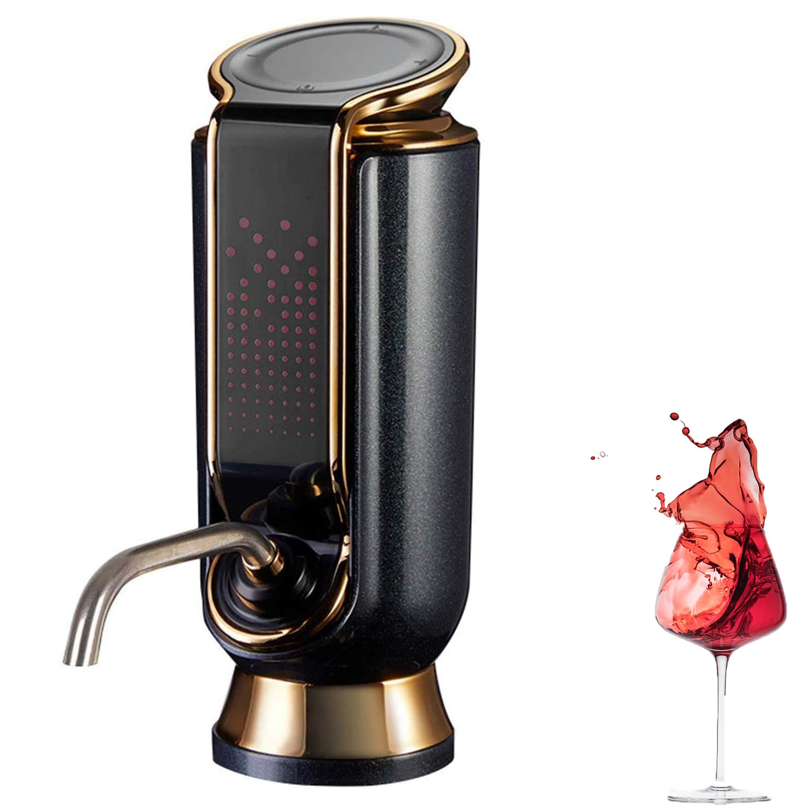 BOOZXCV Electric Wine Aerator and Dispenser, Automatic Wine Pourer with -Touch LCD Display, Portable Instant Wine Decanter (Black)