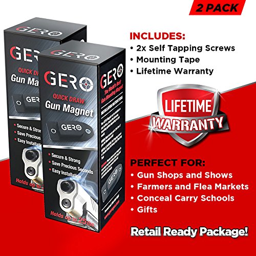 2 Pack Tactical Quick Draw Gun Magnet Concealed Rifle Shotgun Magnetic Holder Perfect as a Wall Mount Bed Mount Vehicle Car Gun Holder Mount in a Display Case for Fast Draw with Non-Scratch Coating