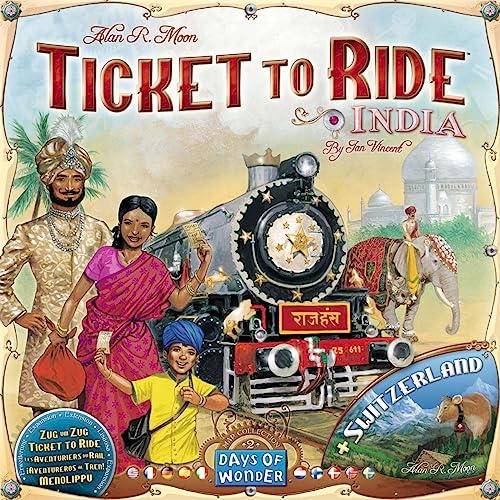 Days of Wonder | ¡Aventureros al Tren! India y Suiza | Expansión | Juego de Mesa | A Partir de 8 Años | De 2 a 5 Jugadores | 30-60 Minutos por Partida | Multilenguaje (Incluye Español)