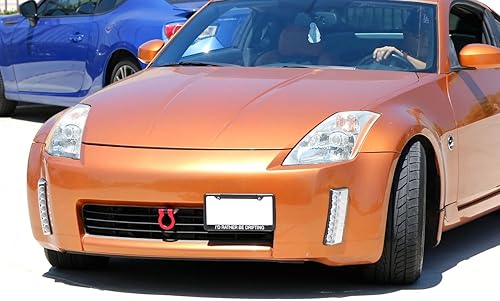 Miniatura 8 de iJDMTOY Anillo de gancho de remolque de estilo carreras rojo compatible con Nissan 350Z Z33 Fairlady Z 2003-2004, hecho de aluminio ligero