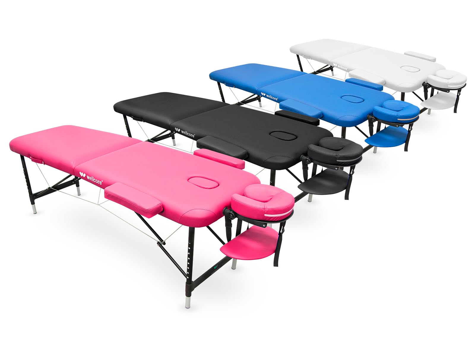 Lettino Pieghevole in Alluminio WELLCORE Quirumed 185 x 60 cm Altezza Regolabile Blu