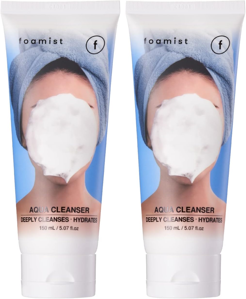 FOAMIST2 Packs of Vegan Aqua Cleansing Foam - Clean Beauty Daily Gentle Deep Hydrating Facial Cleanser for Every Day Use with Hyaluronic Acid & Avocado Oil (5.07Fl Oz x2)