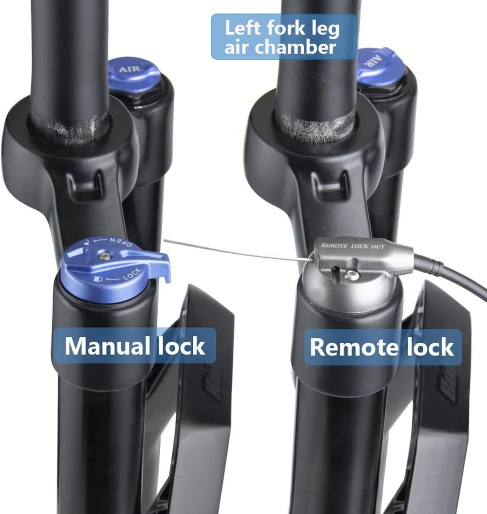 26/27.5/29 Inch Mountain Cycling Bicycle Suspension Fork, Aluminum Alloy 28.6mm Spring Fork Bike Straight Steerer Fork for Bicycle Accessories