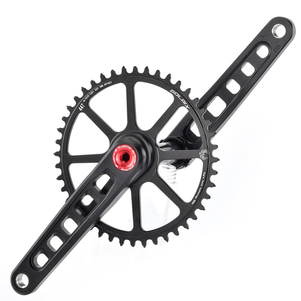 Zintegrowany mechanizm korbowy do roweru szosowego, 165 do 175 mm, pojedyncza taca 40/48 zębów, ze stopu obrabianego CNC, do 8 lub 12 biegów.