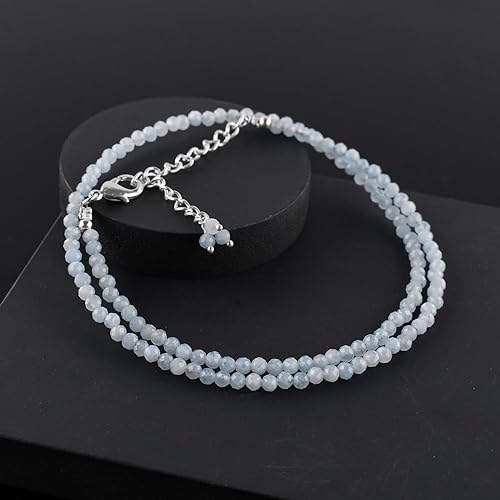 Miniatura 47 de Natural Moonstone Gemstones Choker Necklace, Faceted Rounds Beads, Silver Plated Jewelry, Healing Crystals, Birthday, Handamde, Minimalist, Women