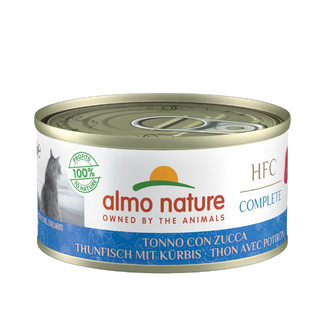 almo nature HFC Complete - Alimento húmedo para Gatos Adultos. Atún con Calabaza (24 latas de 70 g)