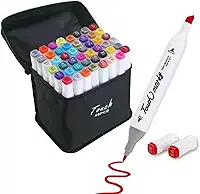 Estojo 48 Canetas Marcador para Colorir - Kit Conjunto Canetinha Profissional Tiktok Marcadora Permanente de Ponta Dupla em Cores diferenciadas -Tampa Codificada por Cores - Linha Premium (48 Cores)