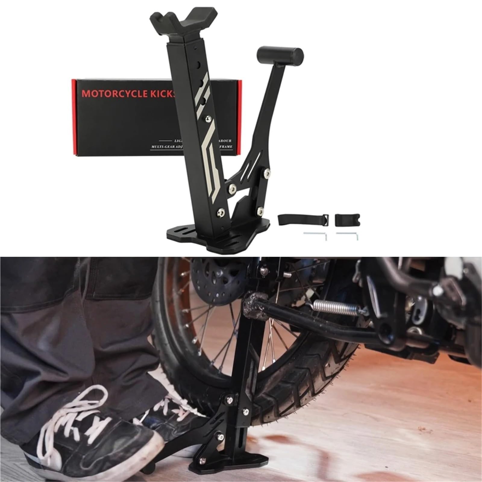 adapter podpórki Uniwersalny Stojak Na Kierownicę Motocykla, Przenośny Uchwyt, Jednostronny Padok, Przedni I Tylny Wspornik, Podnośnik Do Narzędzi(Black B)