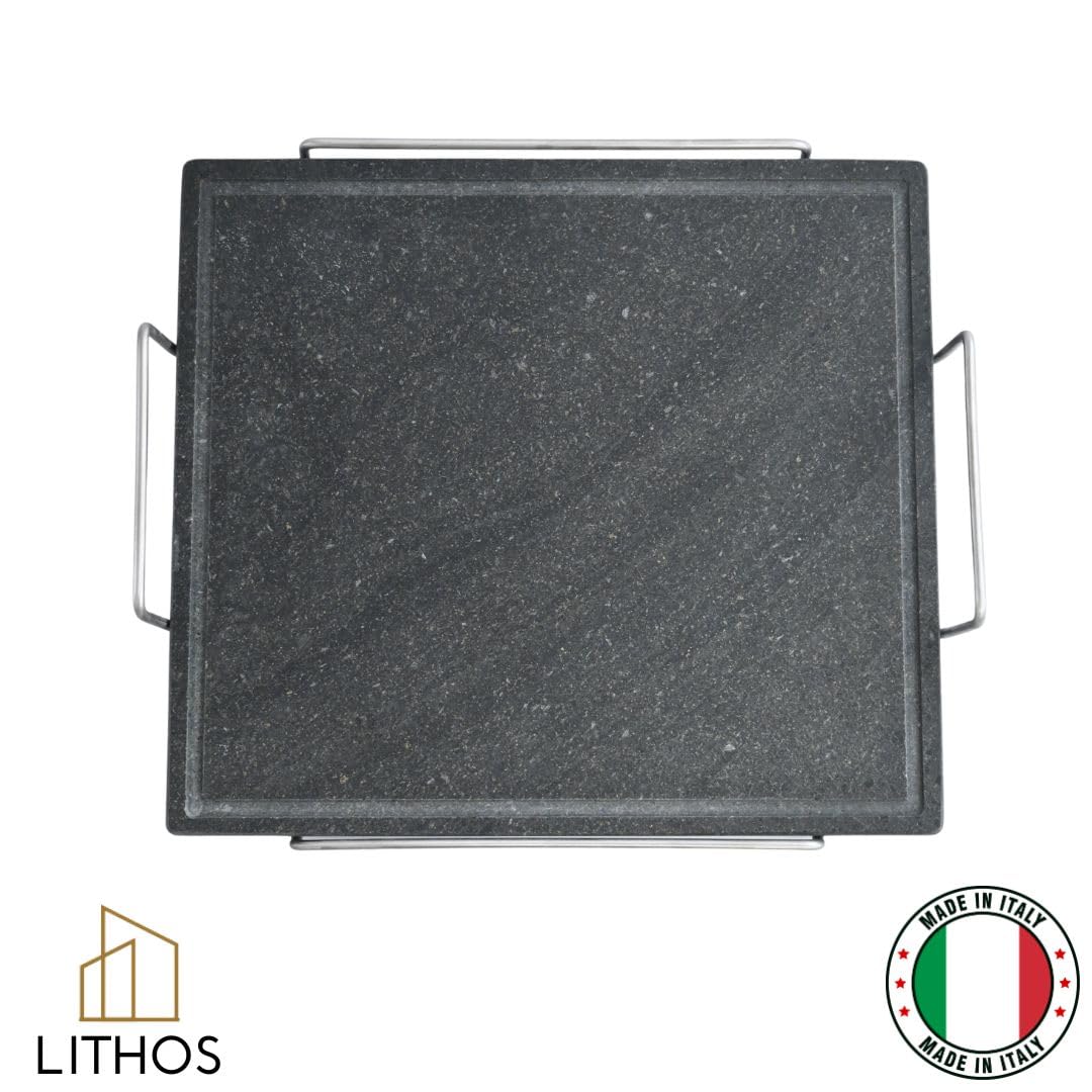 PIASTRA PIETRA LAVICA OLLARE + TELAIO INOX 39 X 35 X 2 PER PIZZA FORNO A GAS ELLETRICO BARBECUE REFRATTARIA PER CARNE BISTECCHIERA ANTIADERENTE