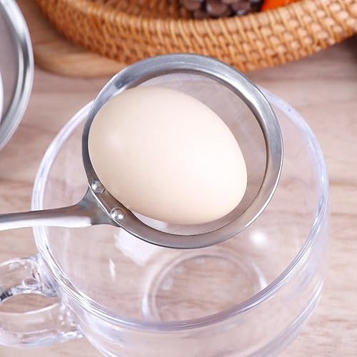 Miniatura 4 de Vctitil 2 coladores de alimentos de malla fina de 2.9 pulgadas, cucharas de espumadera de acero inoxidable, colador de grasa con mango largo para