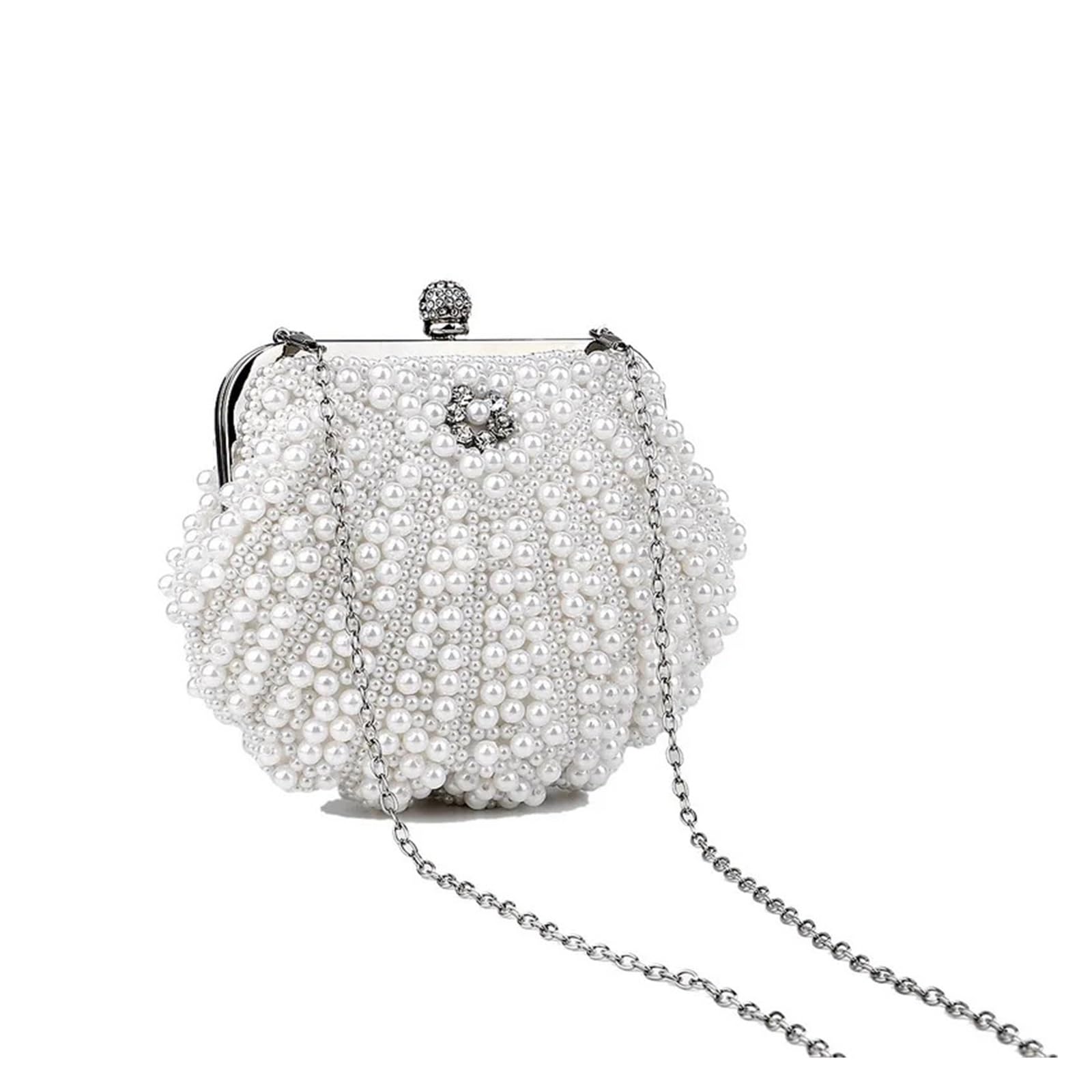Sac à Main Coquillage Perles – Fait Main, Poignées Bois, Blanc – Idéal Pour Soirée, Fête, Mariage
