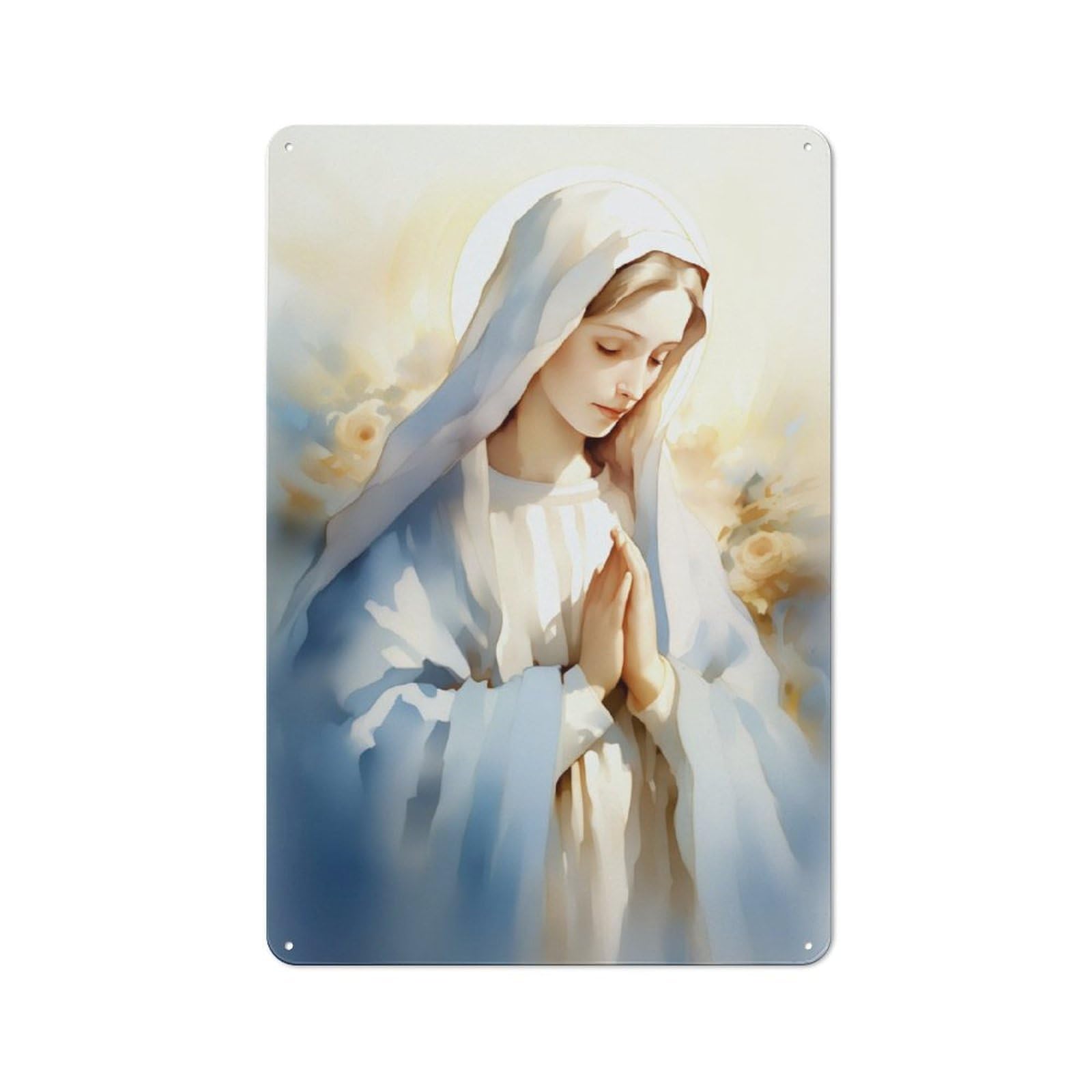 Junmoney Style-2 Prayerful Virgin Mary Art Print Printed Metal Sign 30X20cm For Workshop Wall, Suited To Metal Sign Collectors, For Retro Home Interiors