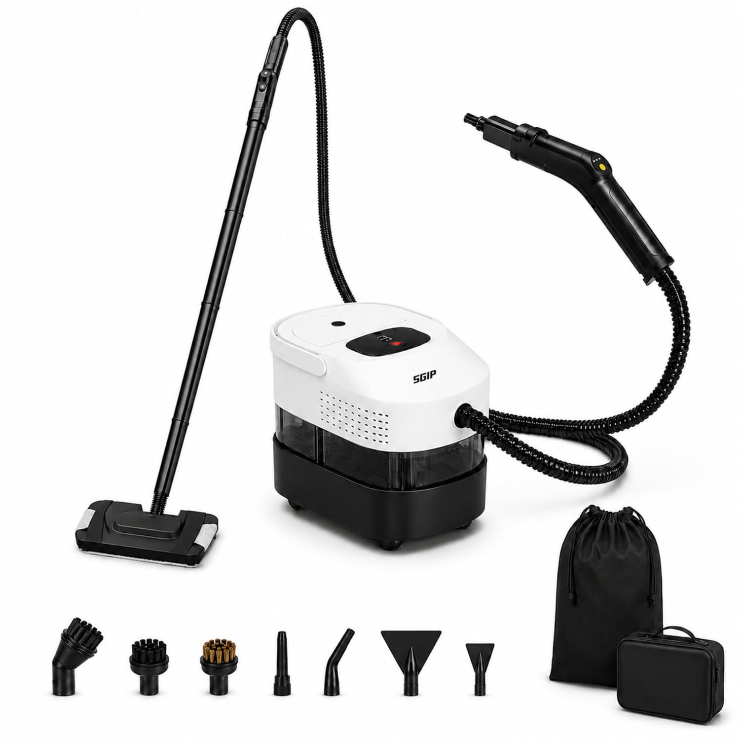 2500 W 1.6L Nettoyeur Vapeur Portable, 3 Niveaux Balai Vapeur pour Sol