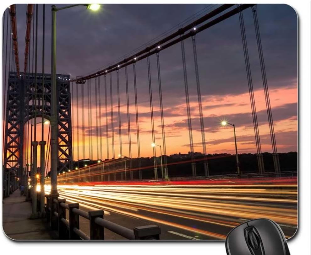 george wahington bridge at dawn in timelaps Mouse Pad, Mousepad (Bridges Mouse Pad)