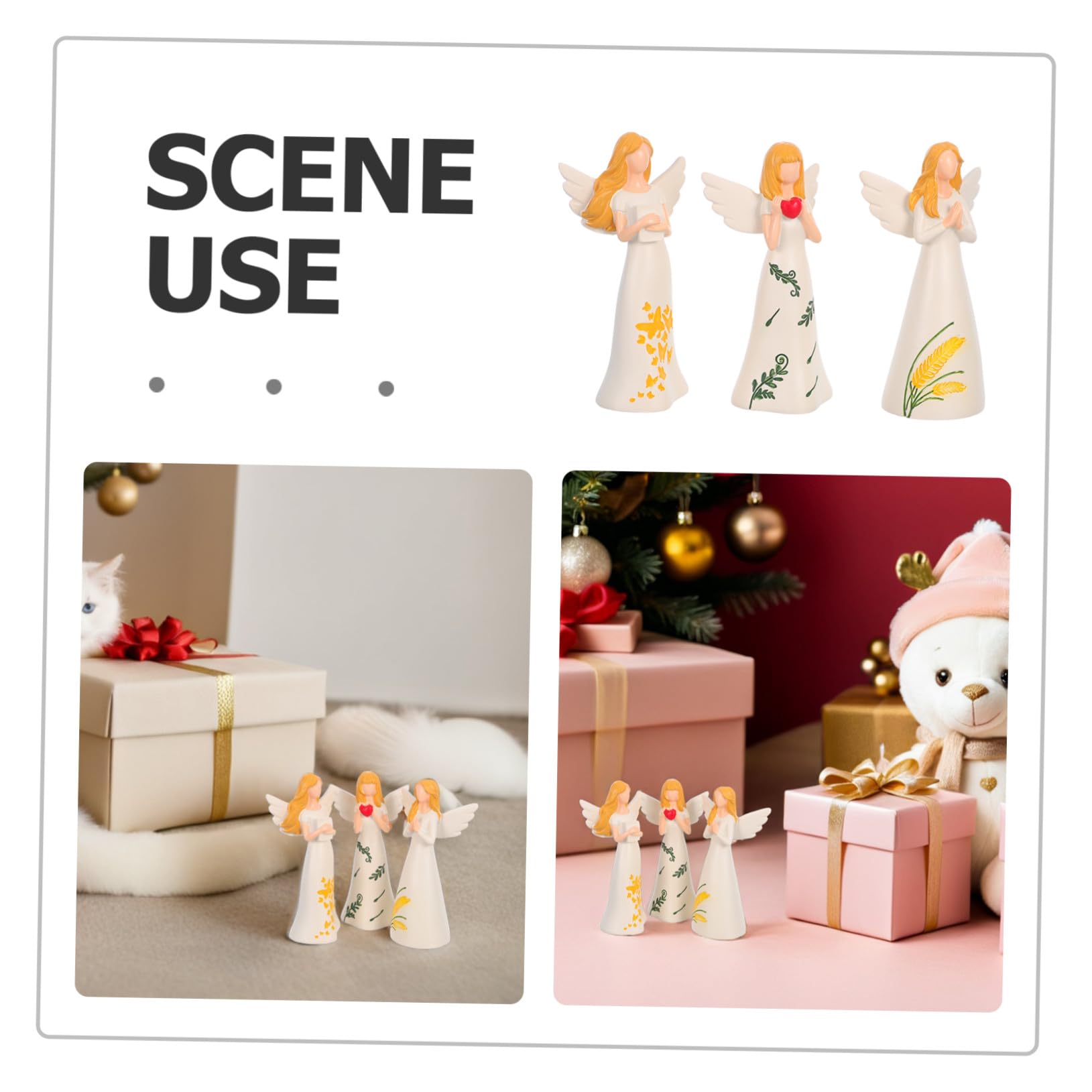 Cabilock 3 Piezas De Ángel Navideño Decorativo para El Hogar Decoración De Mesa Ángel Rezando Figura De La Guarda Elegante Estatua Beige