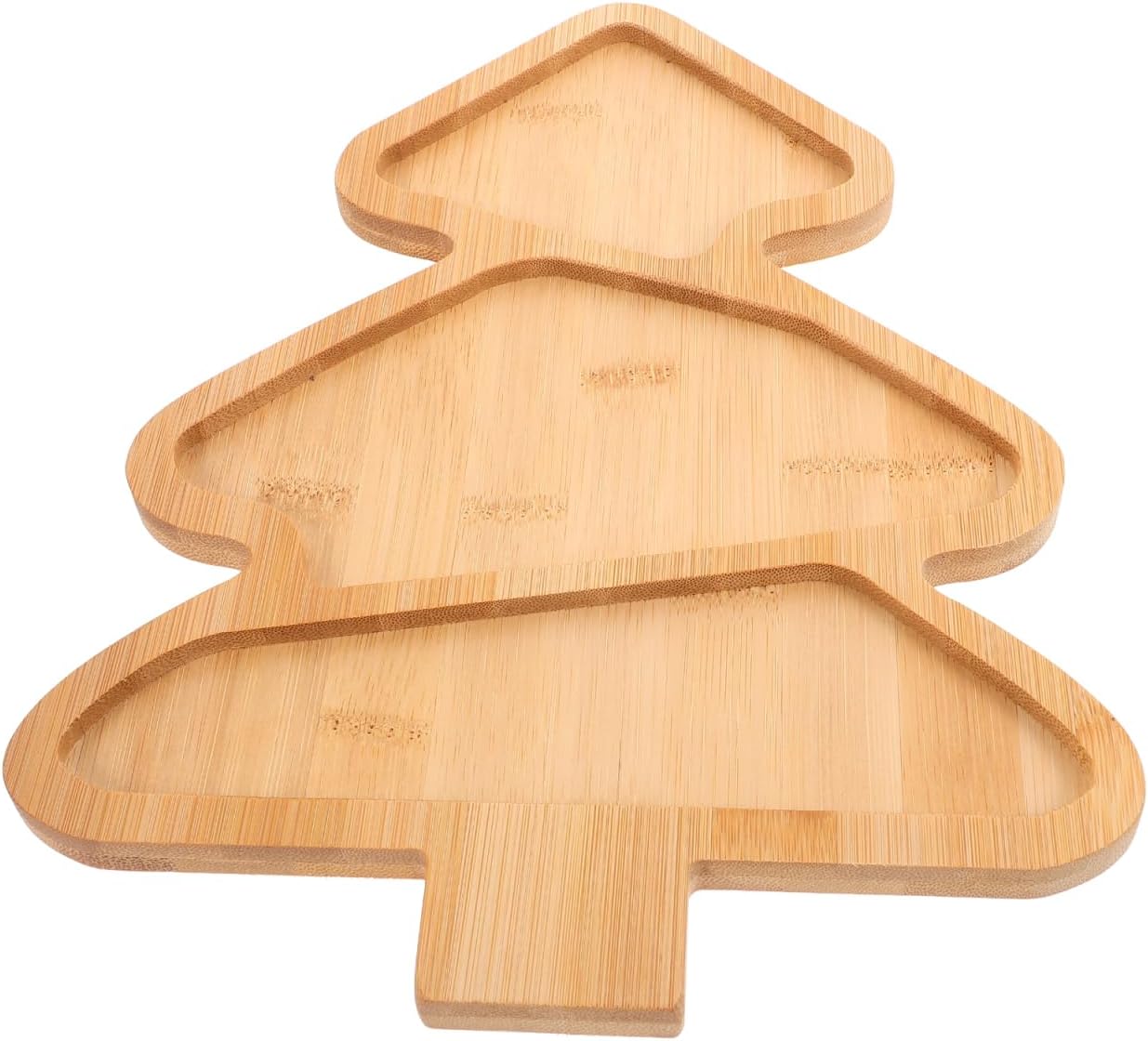 Amosfun Christmas Tree Serving Tray Bamboo Christmas Tree Charcuterie Board Food Holder Snacks Desserts Fruits Platter 11X8.5 Inch