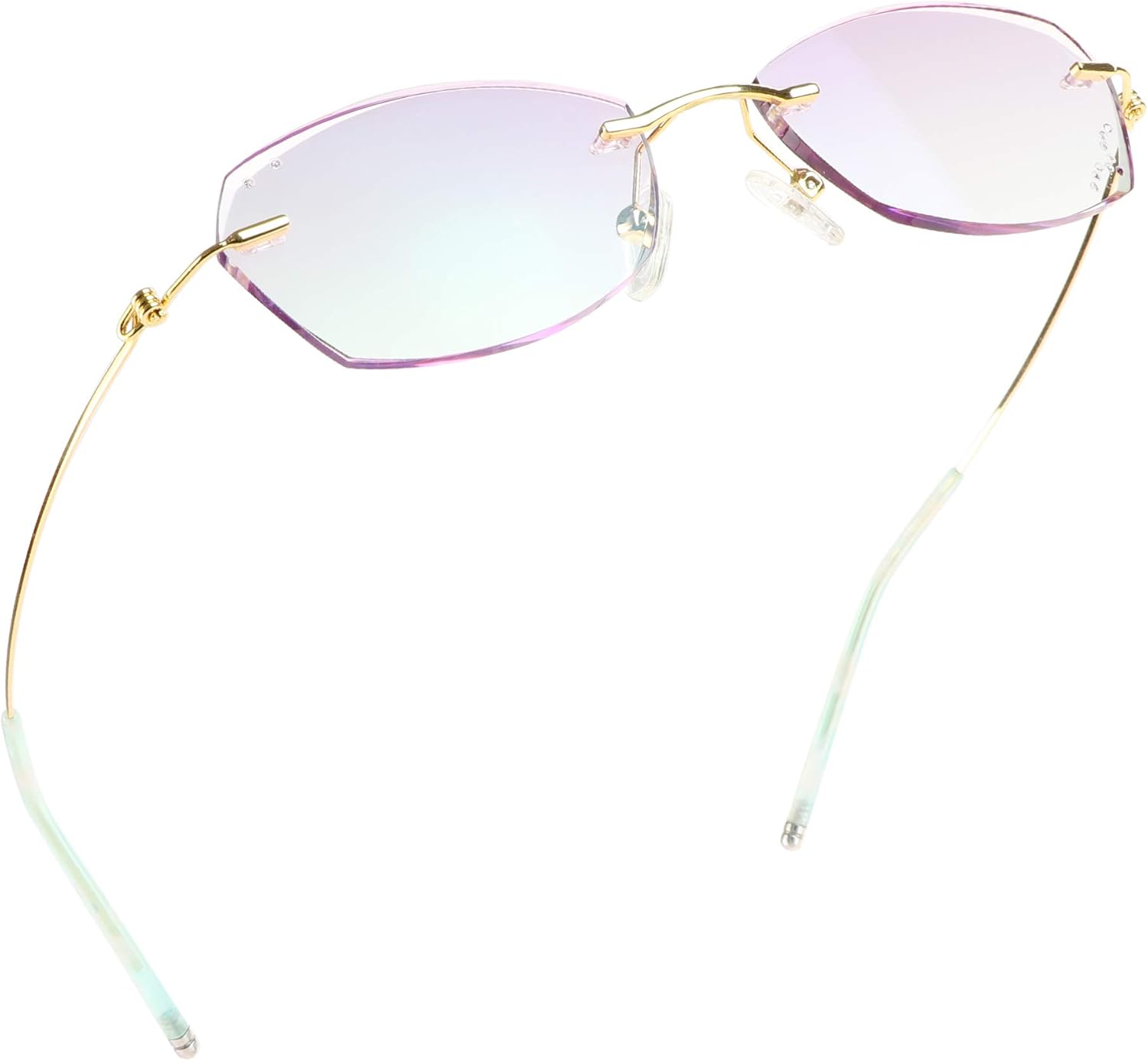 LifeArt Blue Light Blocking Glasses, Computer Reading Glasses, Anti Blue Rays, Reduce Eyestrain, Rimless Frame Tinted Lens with Diamond, Stylish for Women (+2.00 Magnification) La_beauty 2.0 x