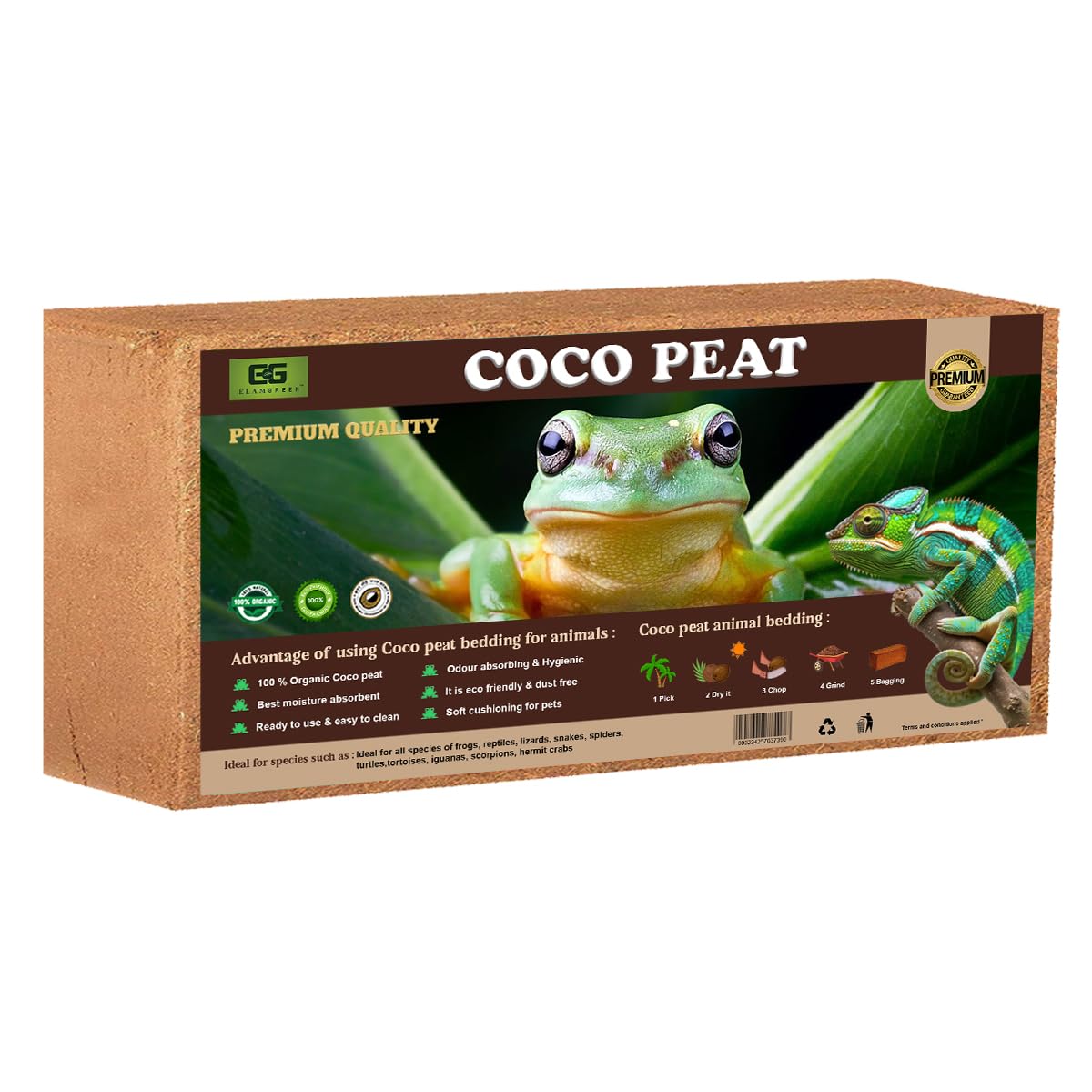 Elamgreen Coco peat for Animal Bedding | Reptiles Small Animals Tortoise Python Frog Snake Chicken Rabbit Birds | pet Products pet Supply Indoor & Outdoor (650 gram)-image-34