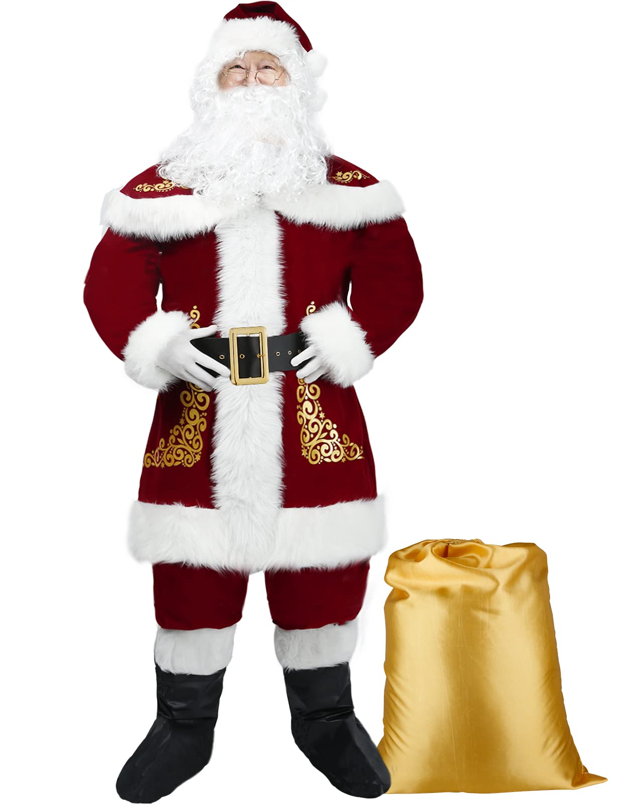MojonnieSanta Claus Costume for Men Santa Suit Adults Deluxe Santa Costume Christmas Santa Outfit