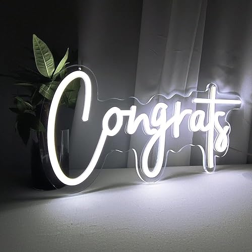 Miniatura 2 de Grads Party Light 20x8 inches Congrats Neon Sign, Flexible LED Silicone Neon Light with Transparent Background Light Up Congratulations Neon Light