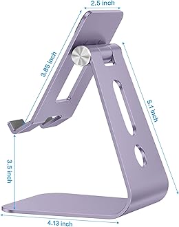 OMOTON Adjustable Tablet Stand for Desk, Upgraded Longer Arms for Greater Stability, T2 Tablet Holder with Hollow Design for Bigger Sized Phones and Tablets Such as iPad Pro/Air/Mini, Purple