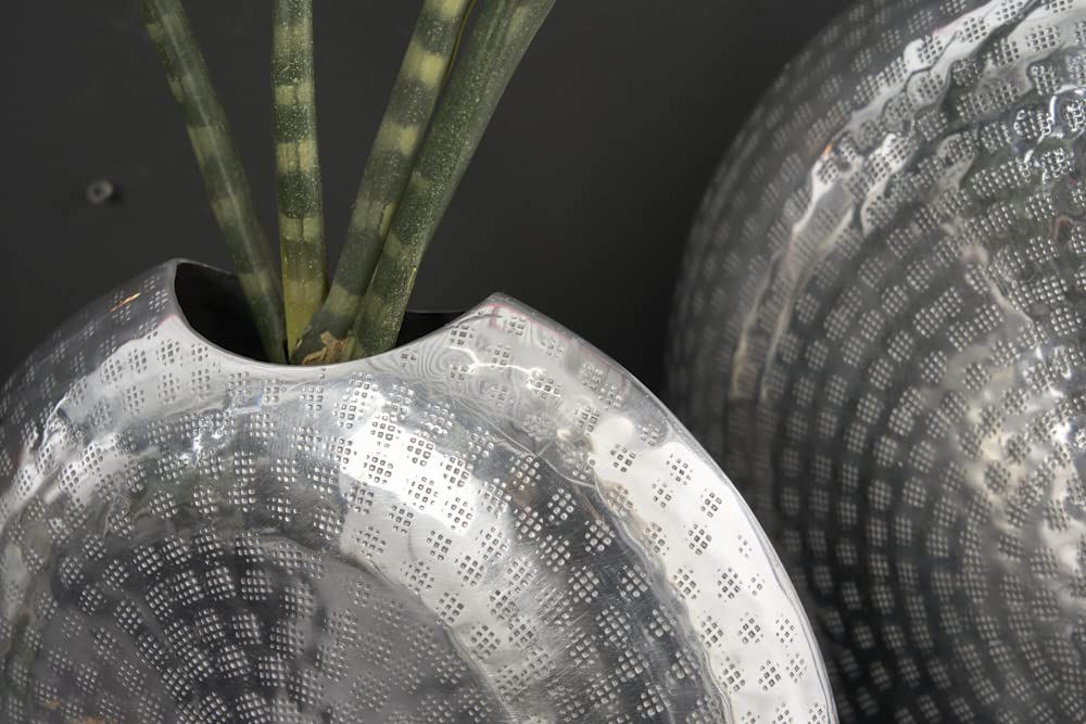 Elegantes Vasen 2er Set Oriental 44cm Silber Hammerschlag Design Vase Dekovasen Wohnaccessoire Dekoration