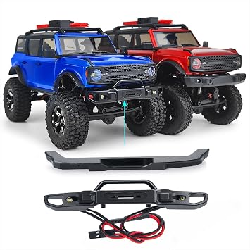 Metal Front & Rear Bumper with Lights for 1/24 Axial SCX24 AXI00006 Bronco RC Crawler Car Front and Rear