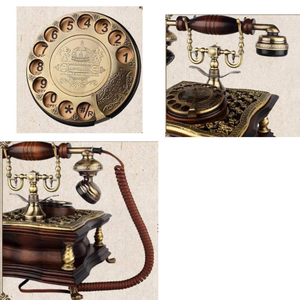 Telefon stacjonarny do domu, europejski antyczny telefon, telefony z tarczą obrotową, retro staromodne telefony stacjonarne, telefon stacjonarny na kablu do domu i dekoracji, czerwono-brązo