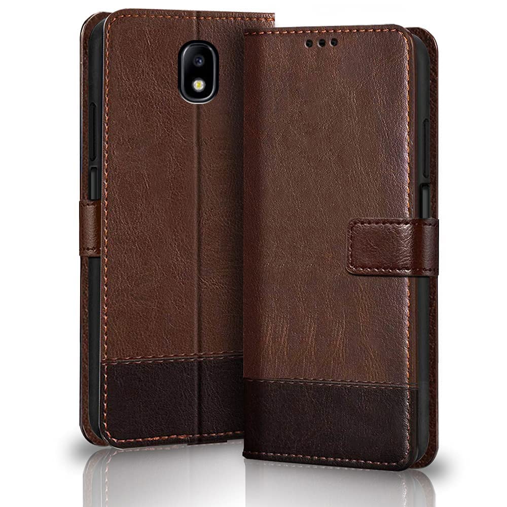 TheGiftKart Flip Back Cover Case for Samsung Galaxy J7 Pro | Dual-Color Leather Finish | Inbuilt Stand & Pockets | Wallet Style Flip Back Case Cover for Samsung Galaxy J7 Pro (Brown & Coffee) (B09VDBD15R) Amazon Price History, Amazon Price Tracker