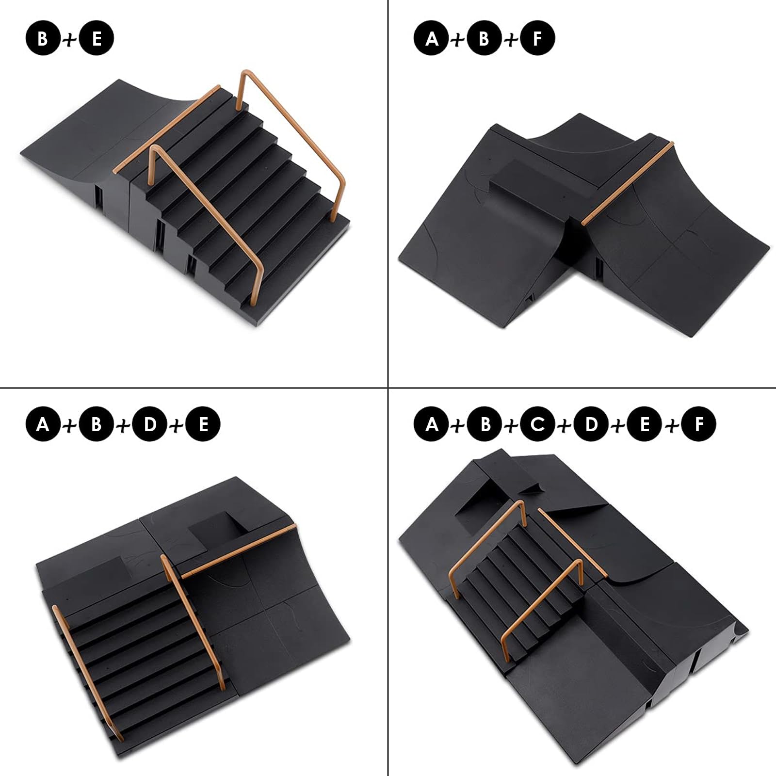 Mini Skateboard da Dita, Pista Skateboard, Mini Skate, Skateboard per Dita, Set Modulabile con 6 Ramp e Connettori, per Pratica Trick, Gioco Creativo, Regalo Bambini