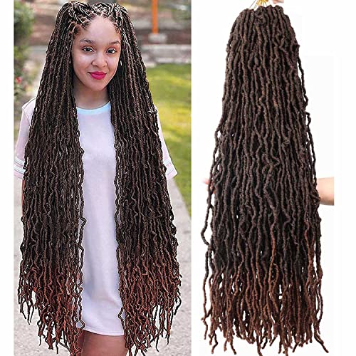 Aimeily 4 Packs Soft Locs 36 Inch Crochet Hair Pre Looped Super Long Crochet Faux Locs Crochet Braids Goddess Locs Dreadlocs Synthetic Hair Black Women (T1B/30, 36 Inch 4Pack), 36 Inch (Pack of 4)