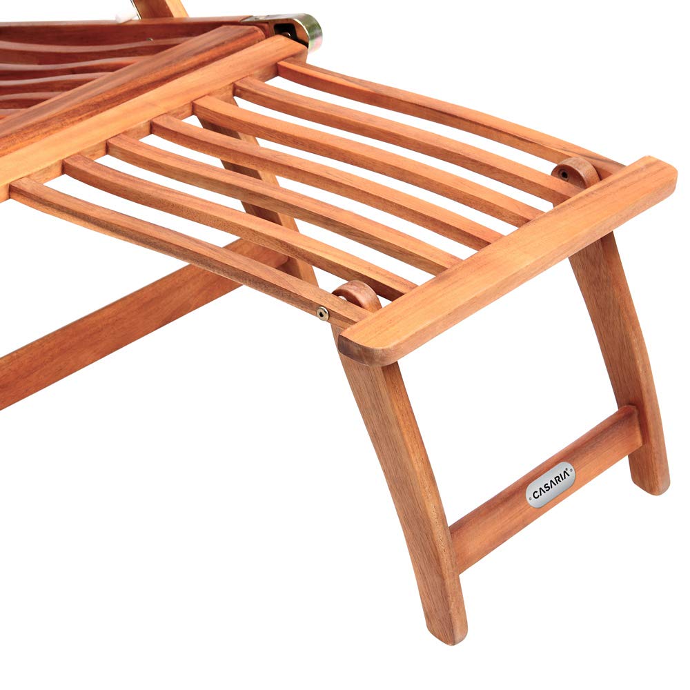 CASARIA® Tumbona Plegable Madera 2uds 160kg Carga Certificado FSC® Resistente Intemperie Reposapiés Extraíble Respaldo Reclinable