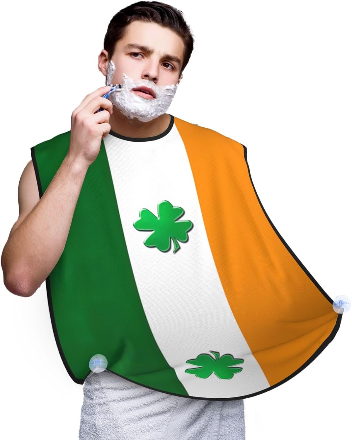 Irish Flag Print Beard Bib Apron, Shaving Apron For Dad, Men'S Hair Catcher For Shaving Best Gifts For Dad