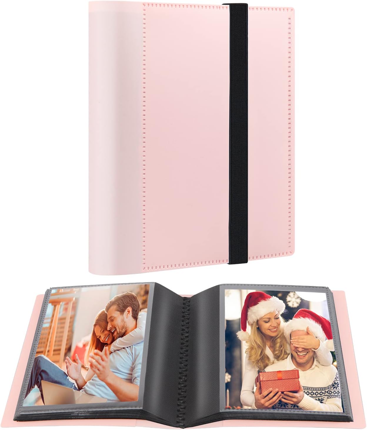 Small Photo Album 4x6 Photos Black Inner Page with Strong Elastic band, Each ...